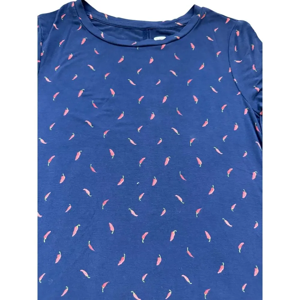 Girls M 8 Old Navy Red Hot Chili Peppers Blue Short Sleeve Hi Low Blouse Shirt